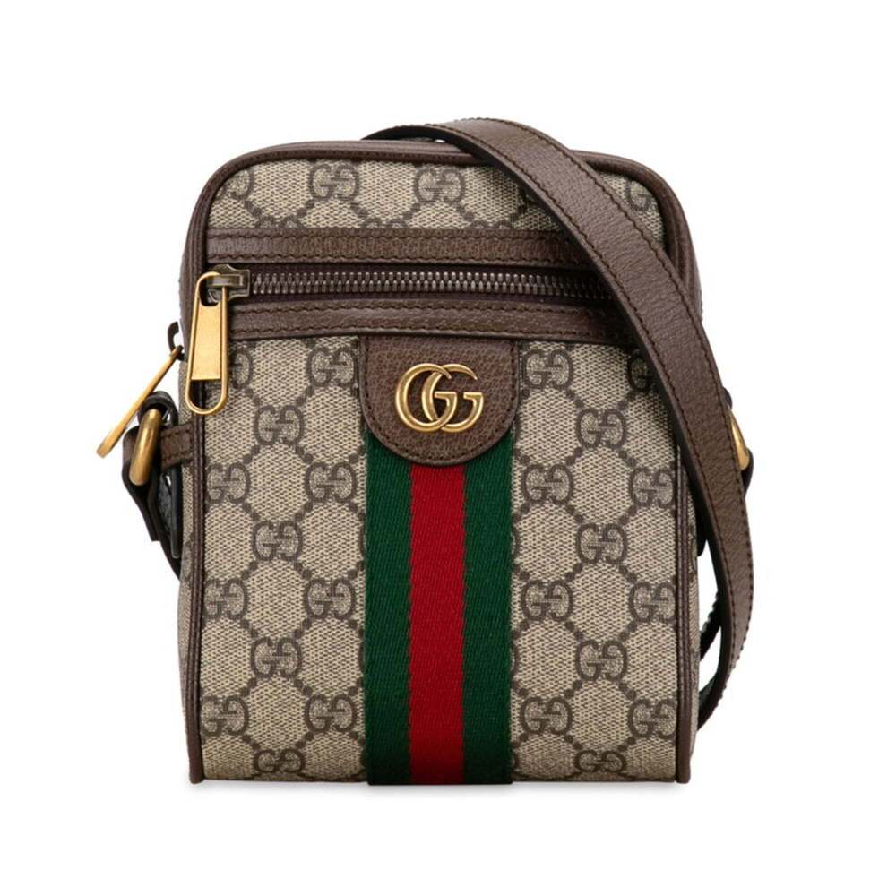 GUCCI Authentic Brown Leather Shoulder Bag